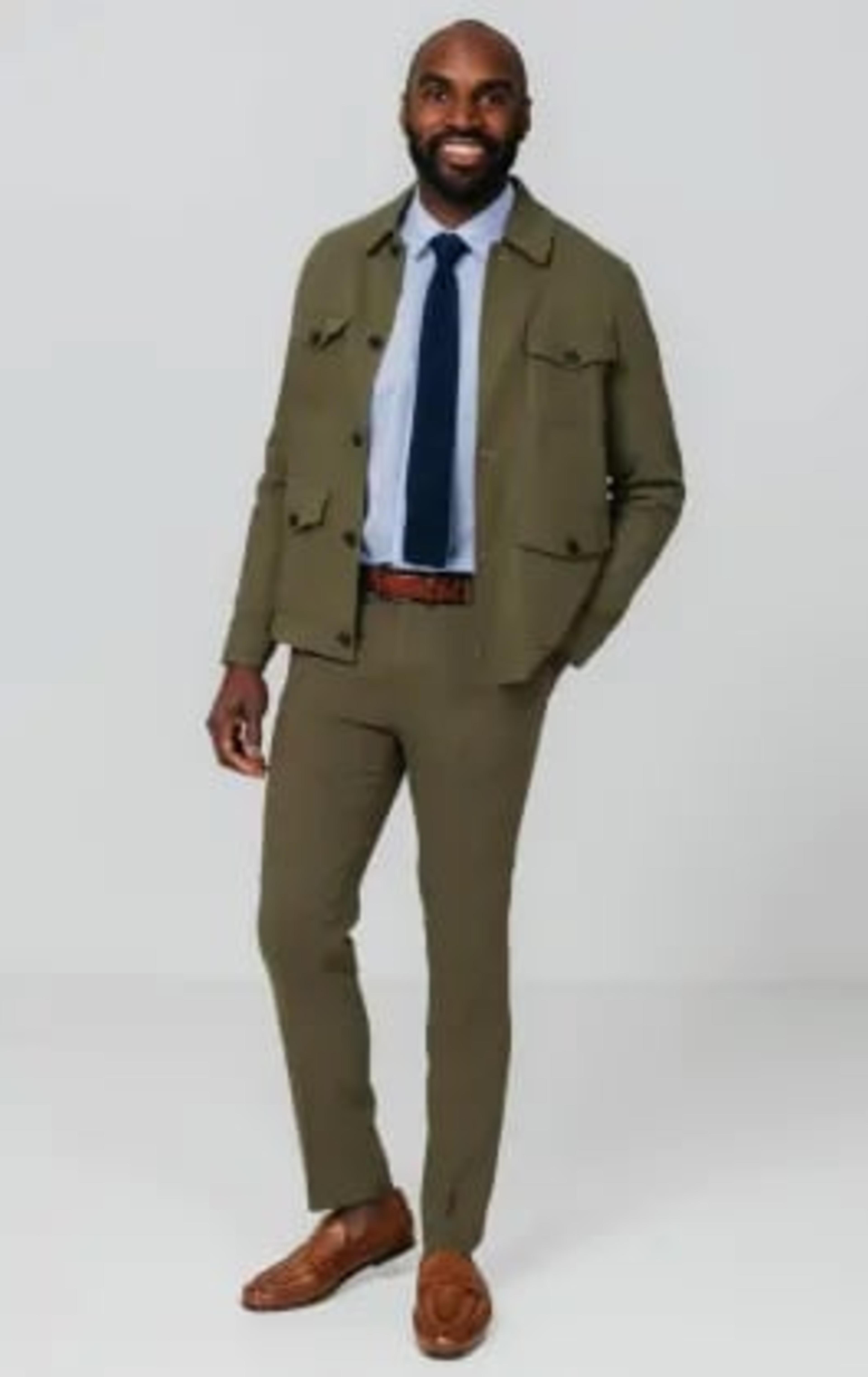 Green Linen Twill Safari Jacket thumbnail 4