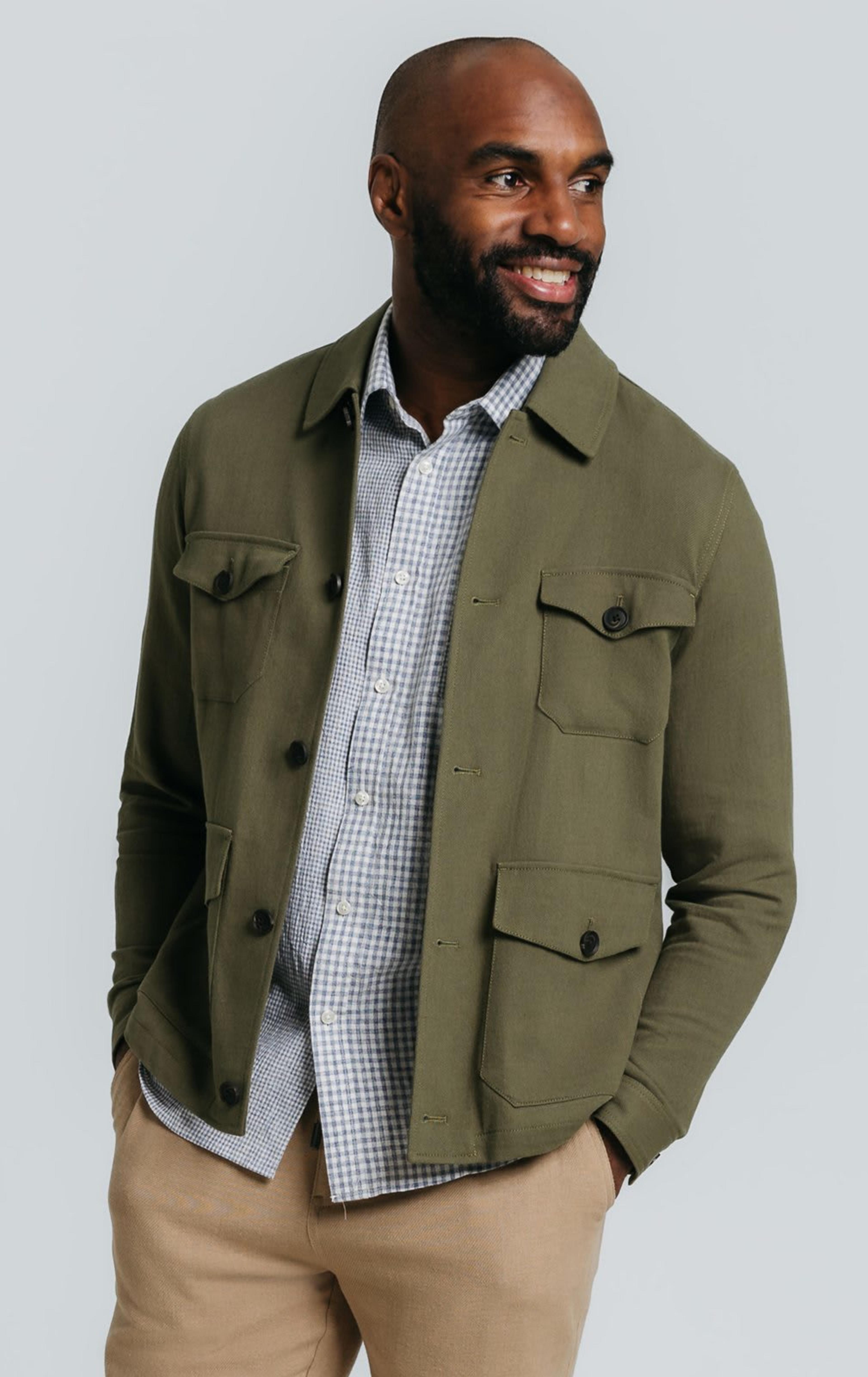 Green Linen Twill Safari Jacket primary image