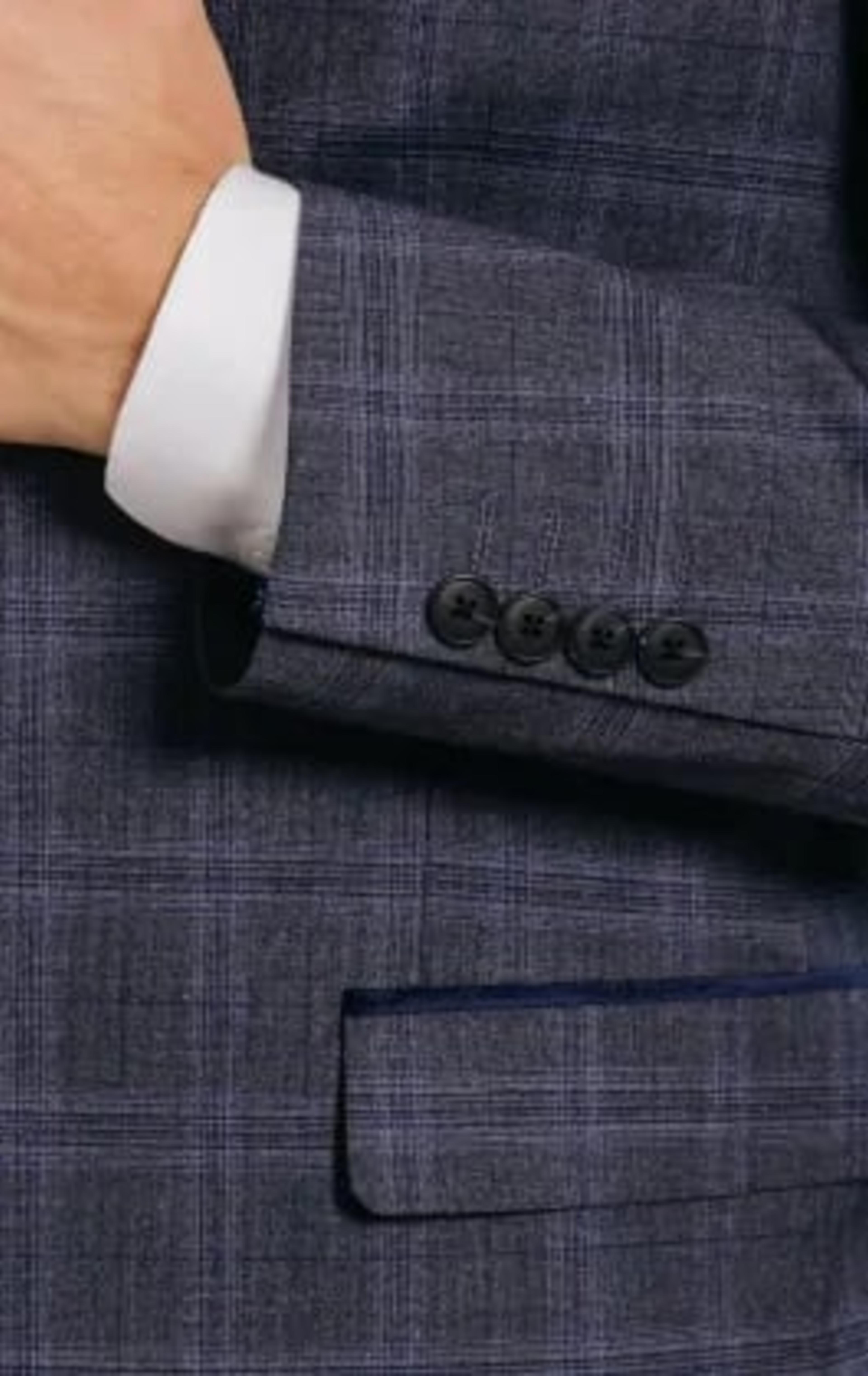 Grey and Blue Check with Navy Trim 3 Piece Suit thumbnail 5