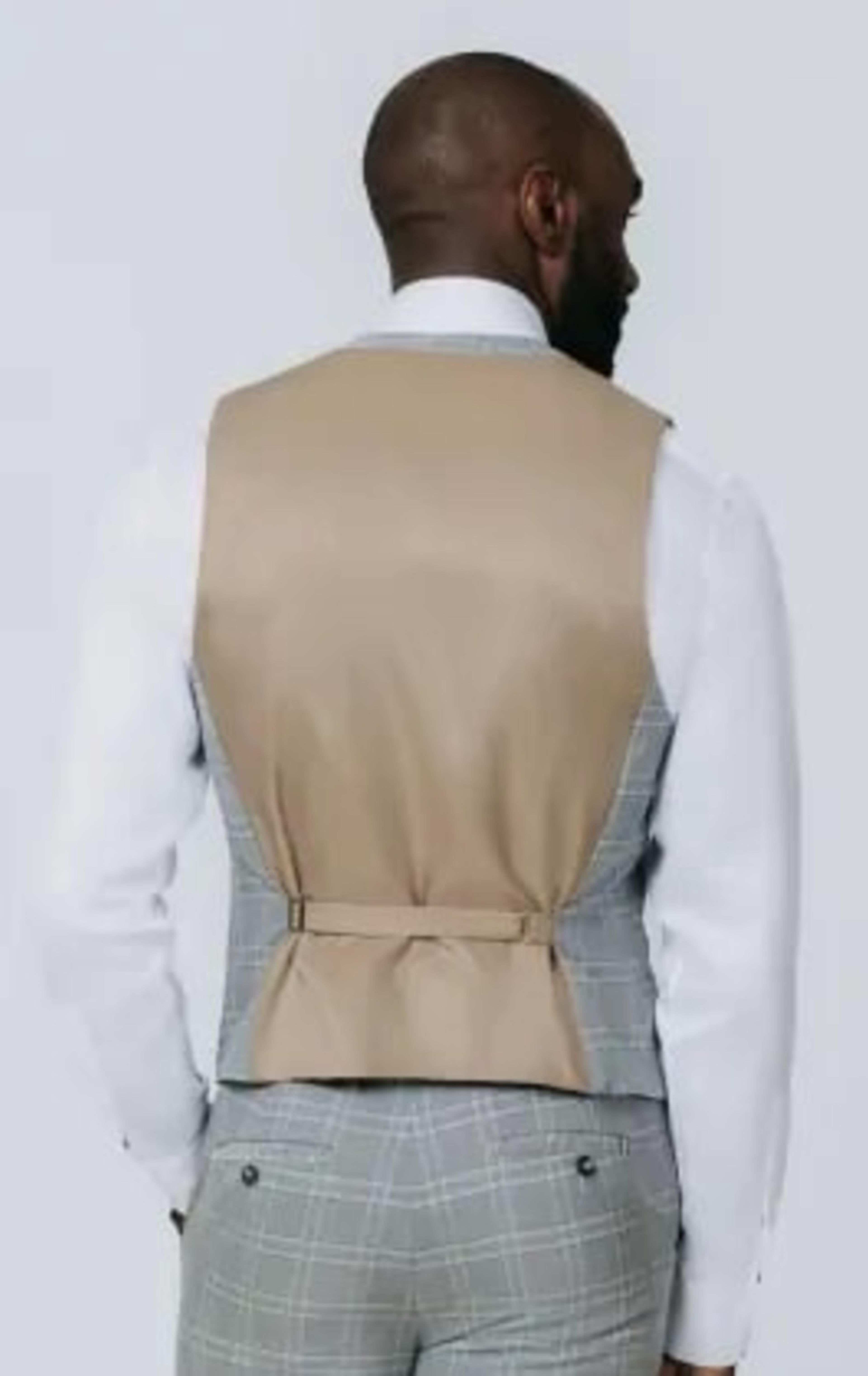 Grey with Tan Check Waistcoat thumbnail 4