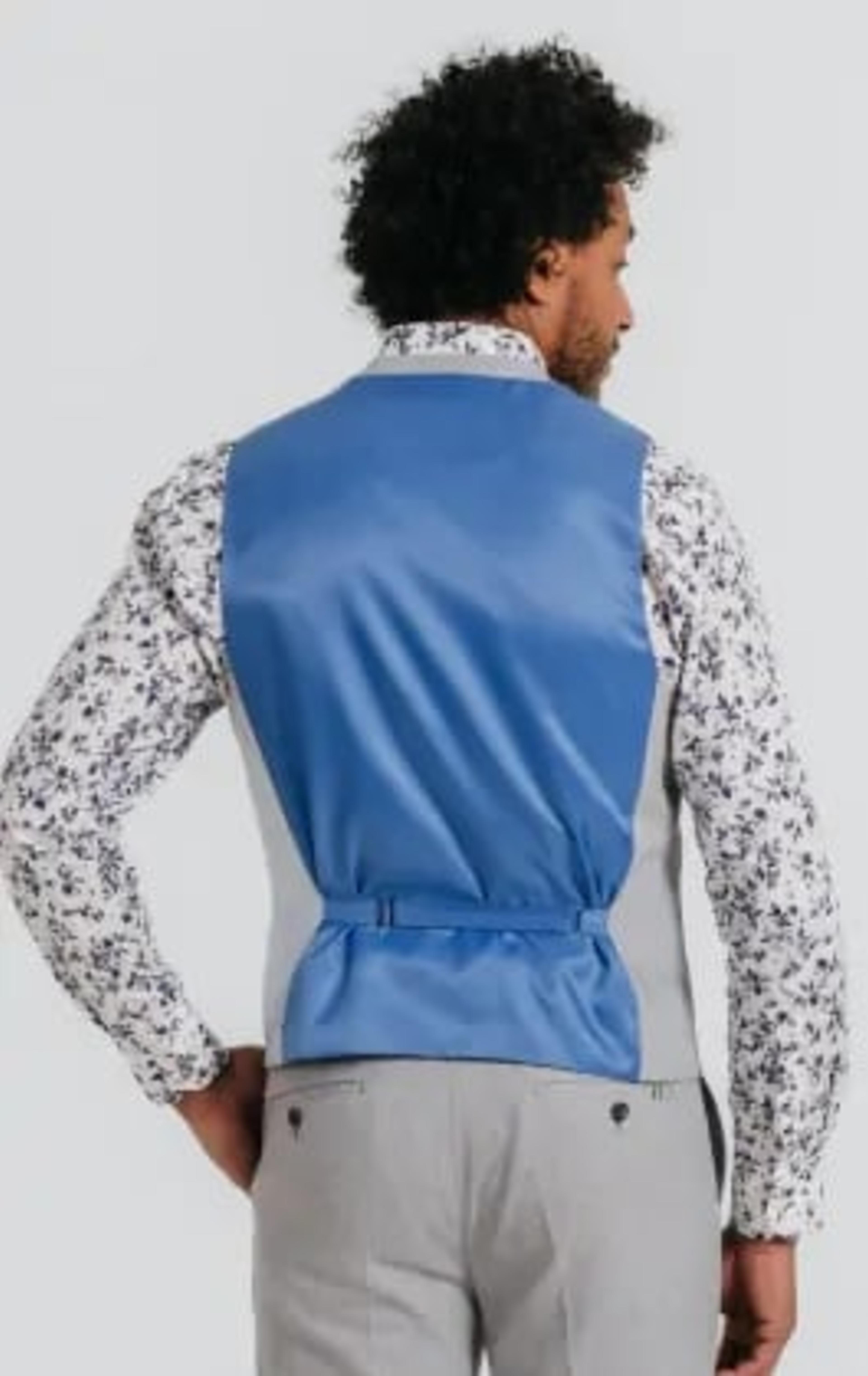 Light Grey Linen Waistcoat thumbnail 4