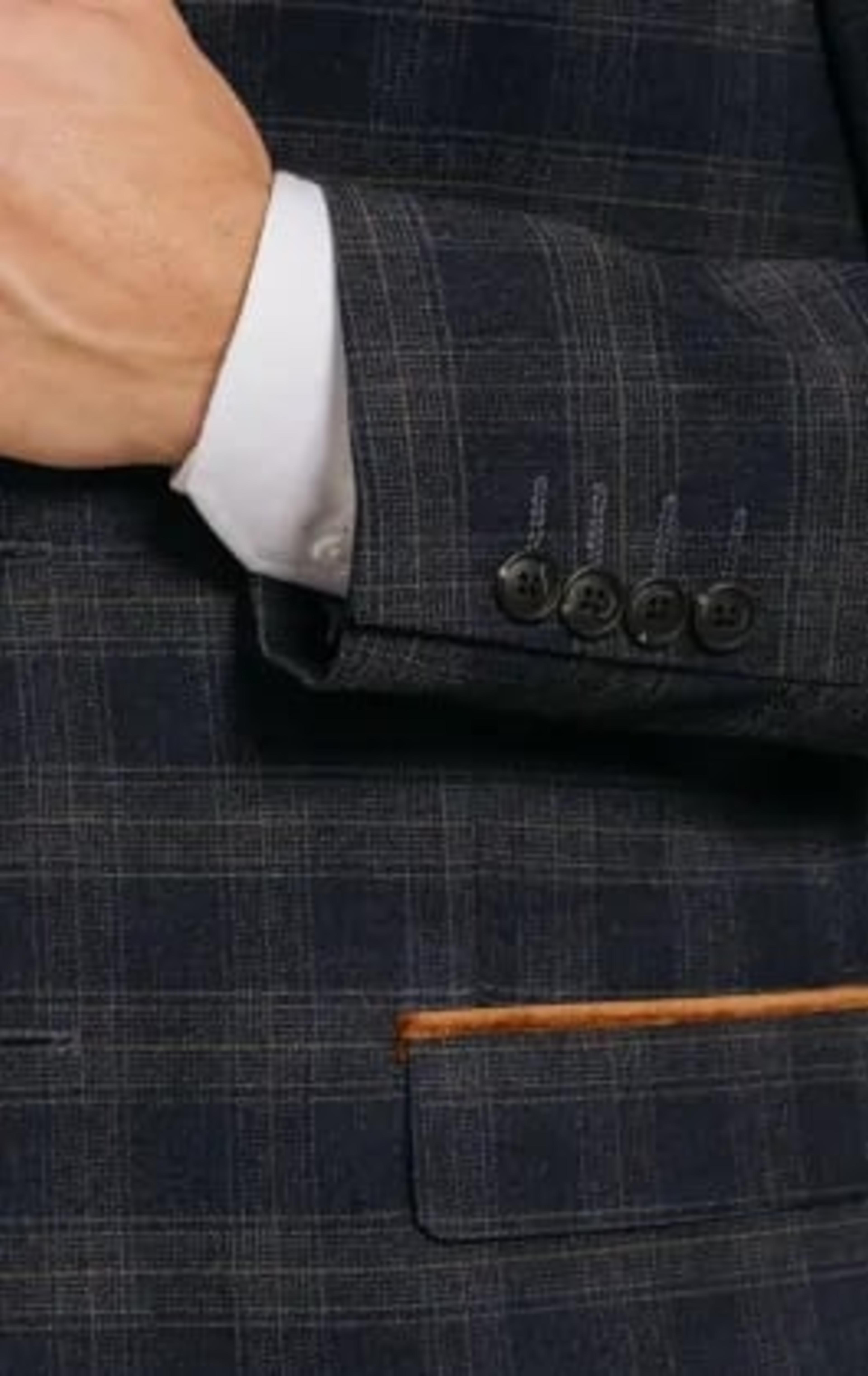 Navy Heritage Check with Brown Trim Suit Jacket thumbnail 4