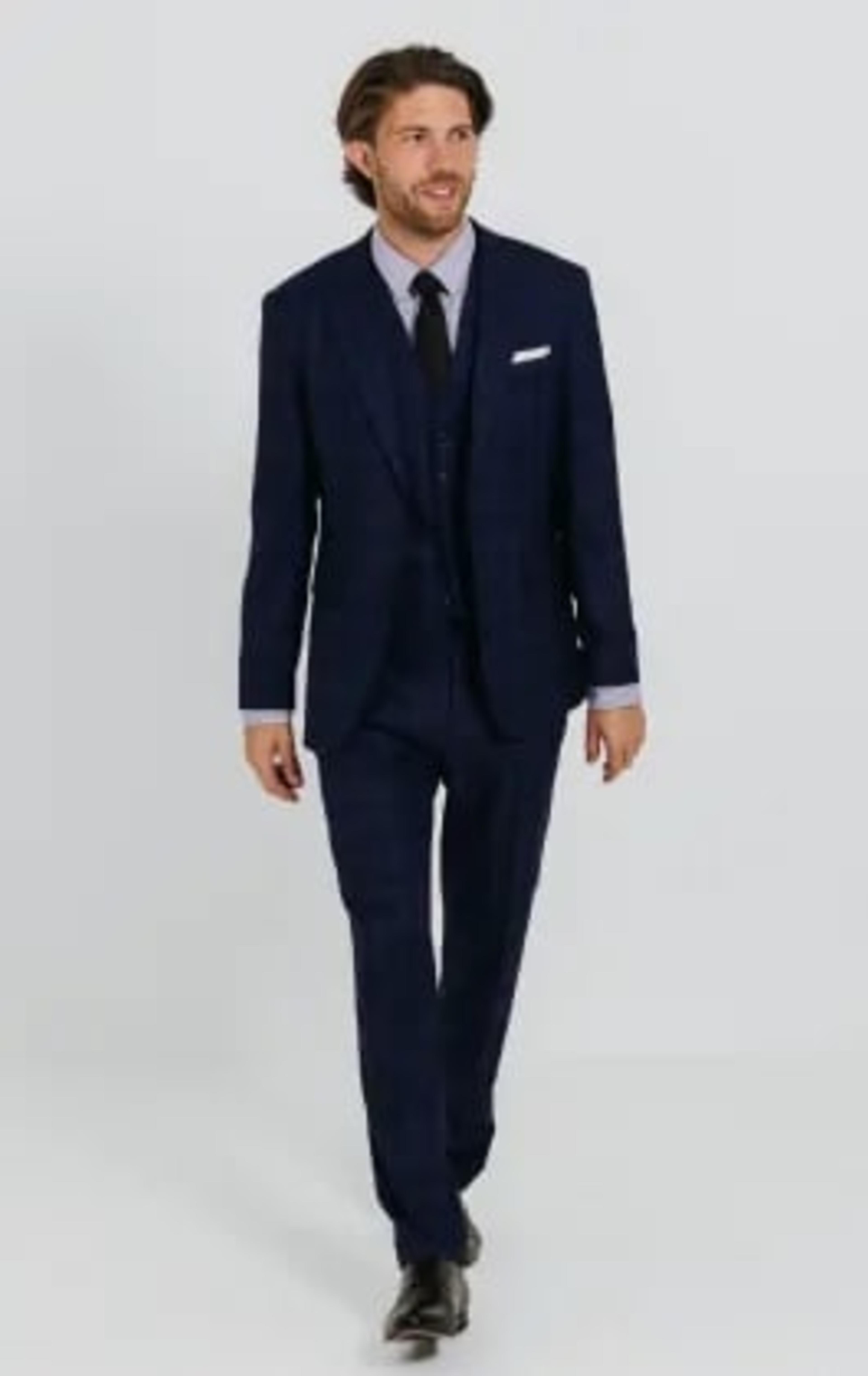 Navy with Blue Overcheck 3 Piece Suit thumbnail 3
