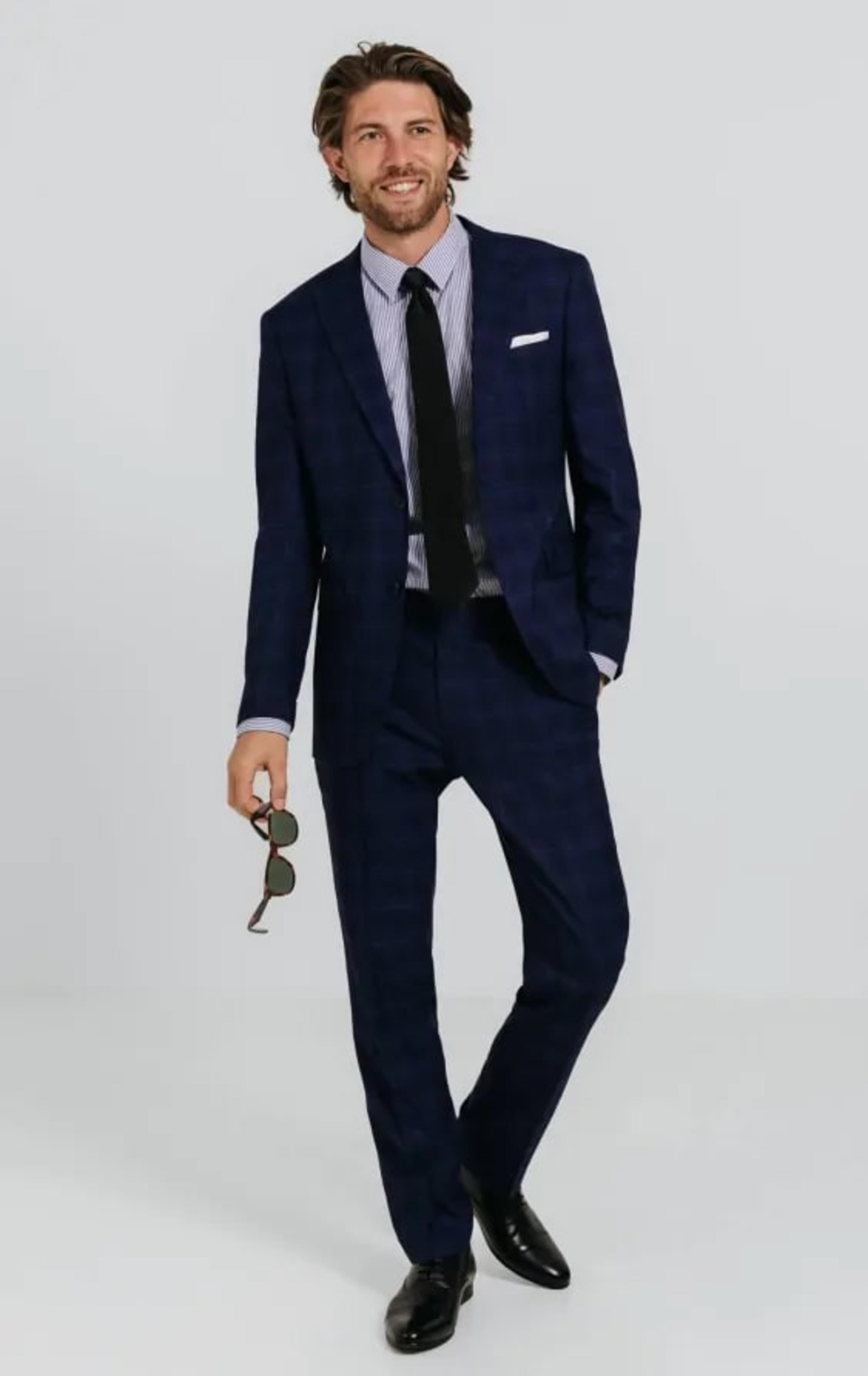 Navy with Blue Overcheck Suit thumbnail 3