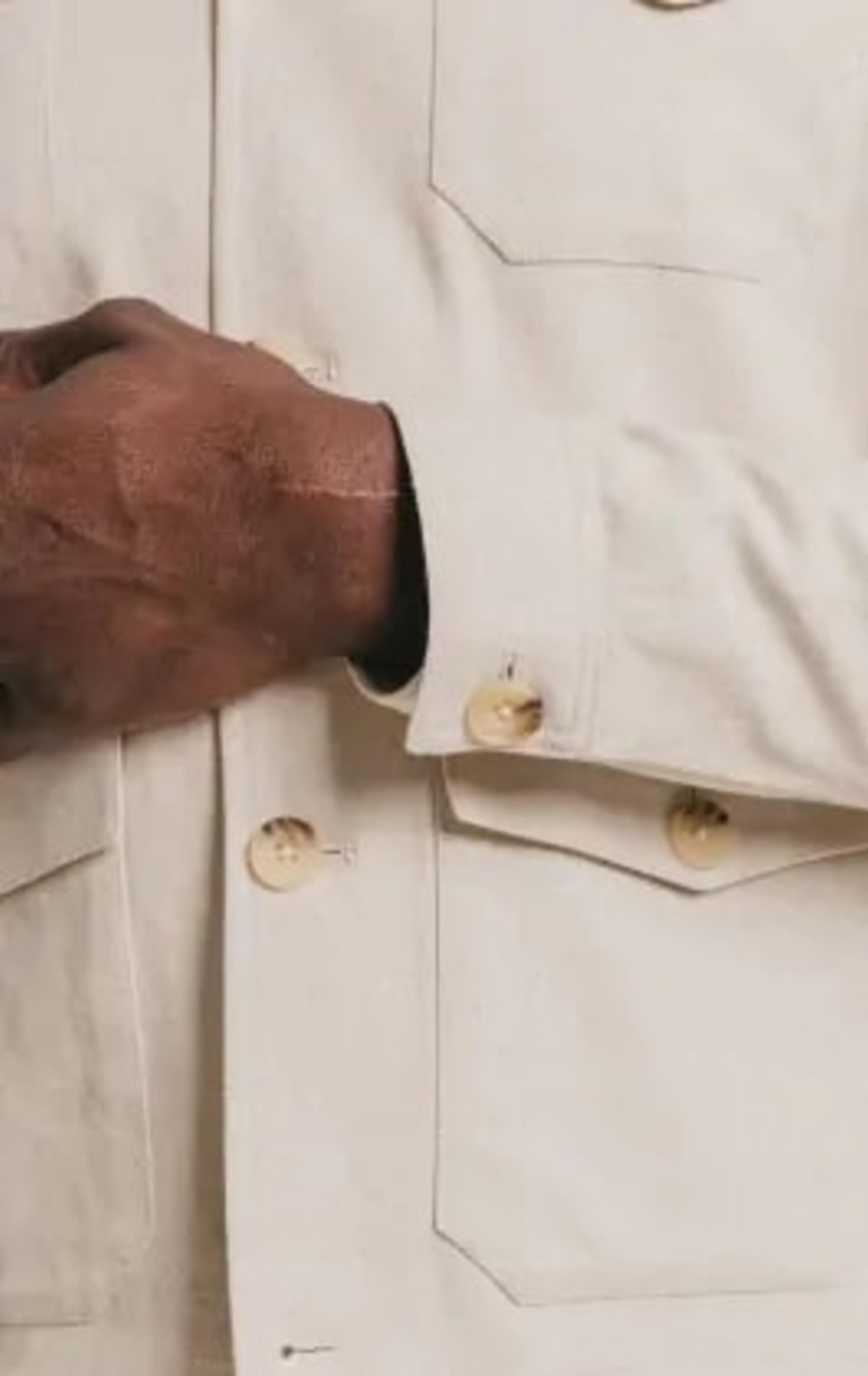 Oatmeal Linen Herringbone Safari Jacket thumbnail 4