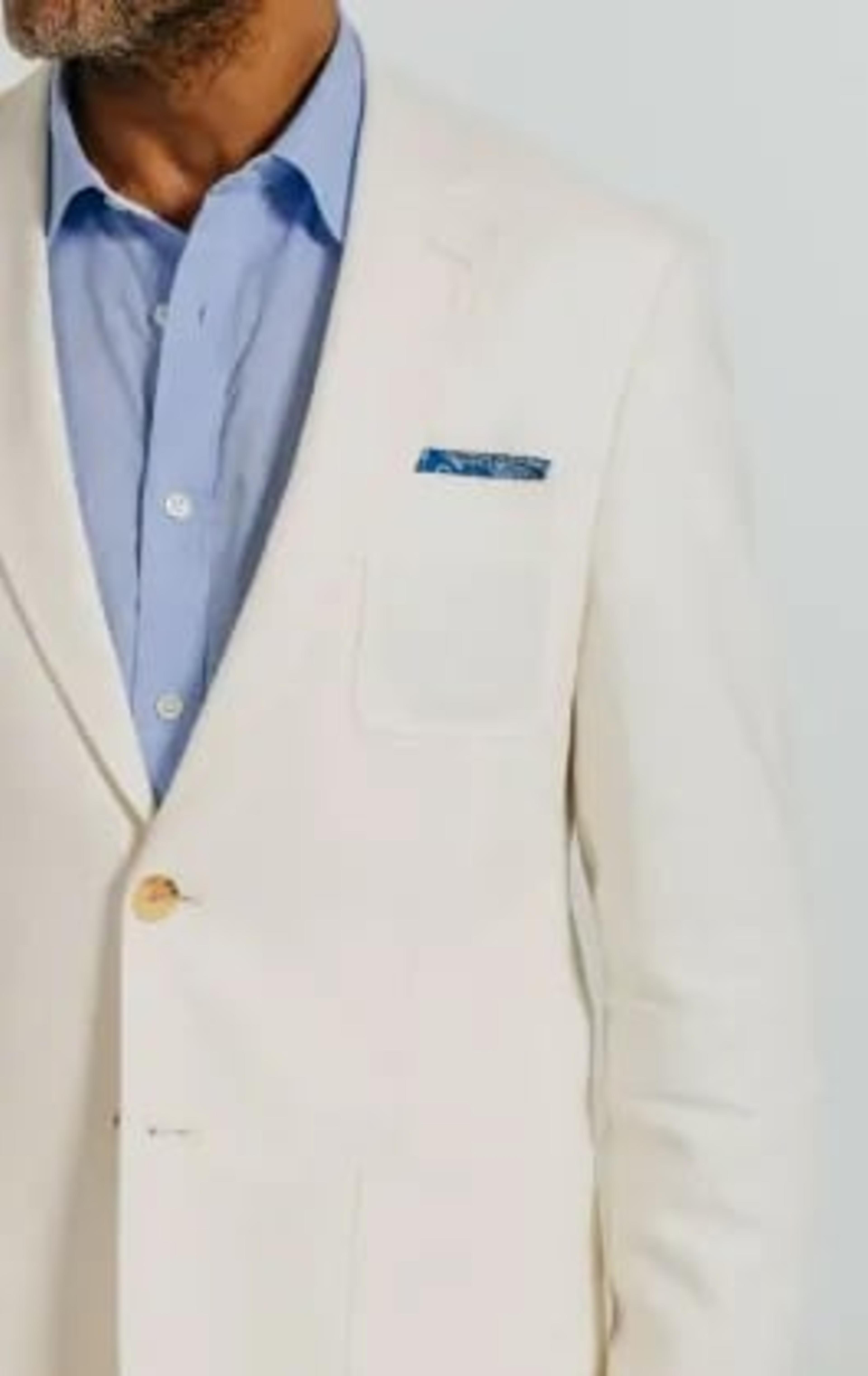 Off White Linen Twill Suit Jacket thumbnail 5