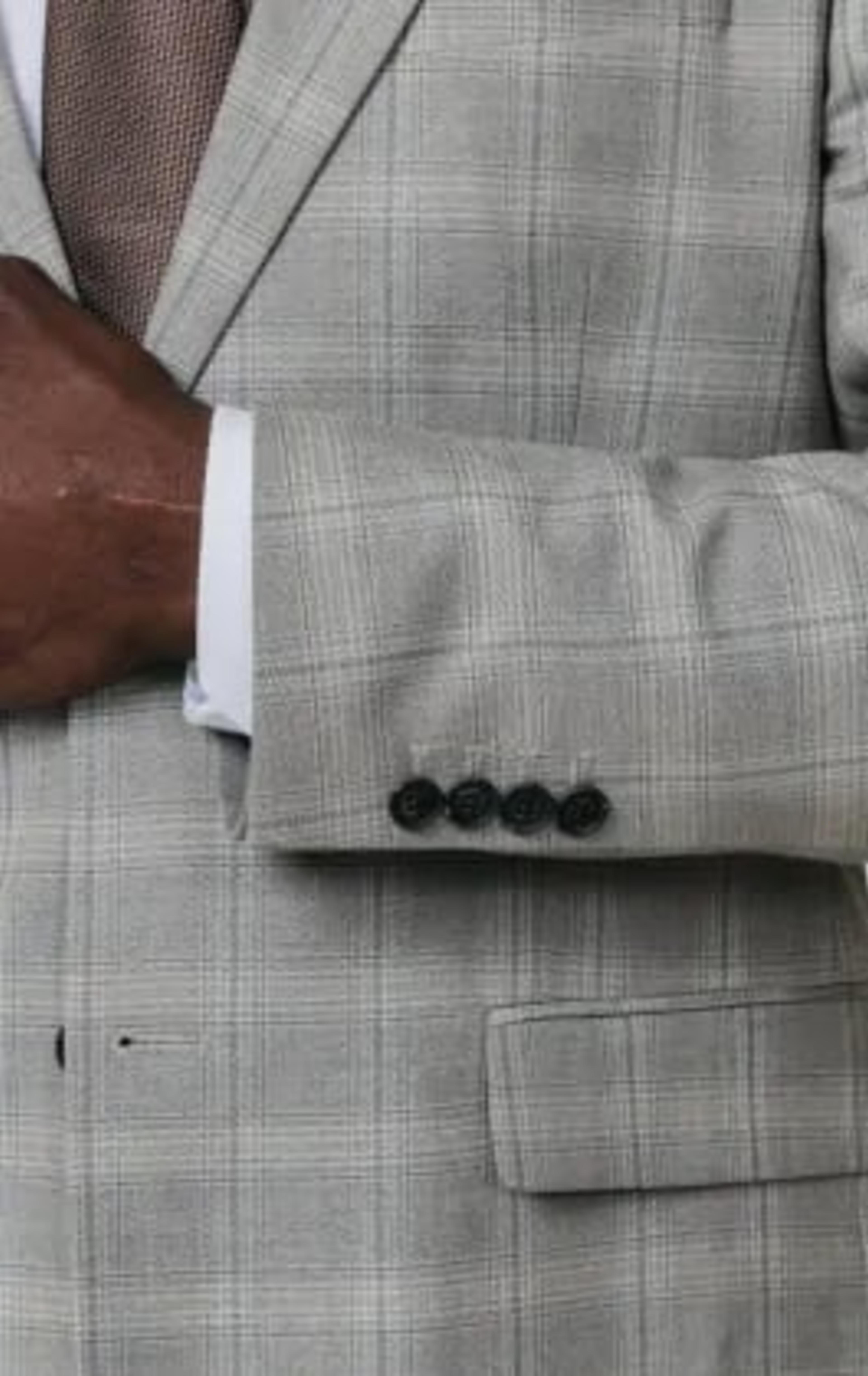 Taupe Check Suit with Peak Lapel thumbnail 4