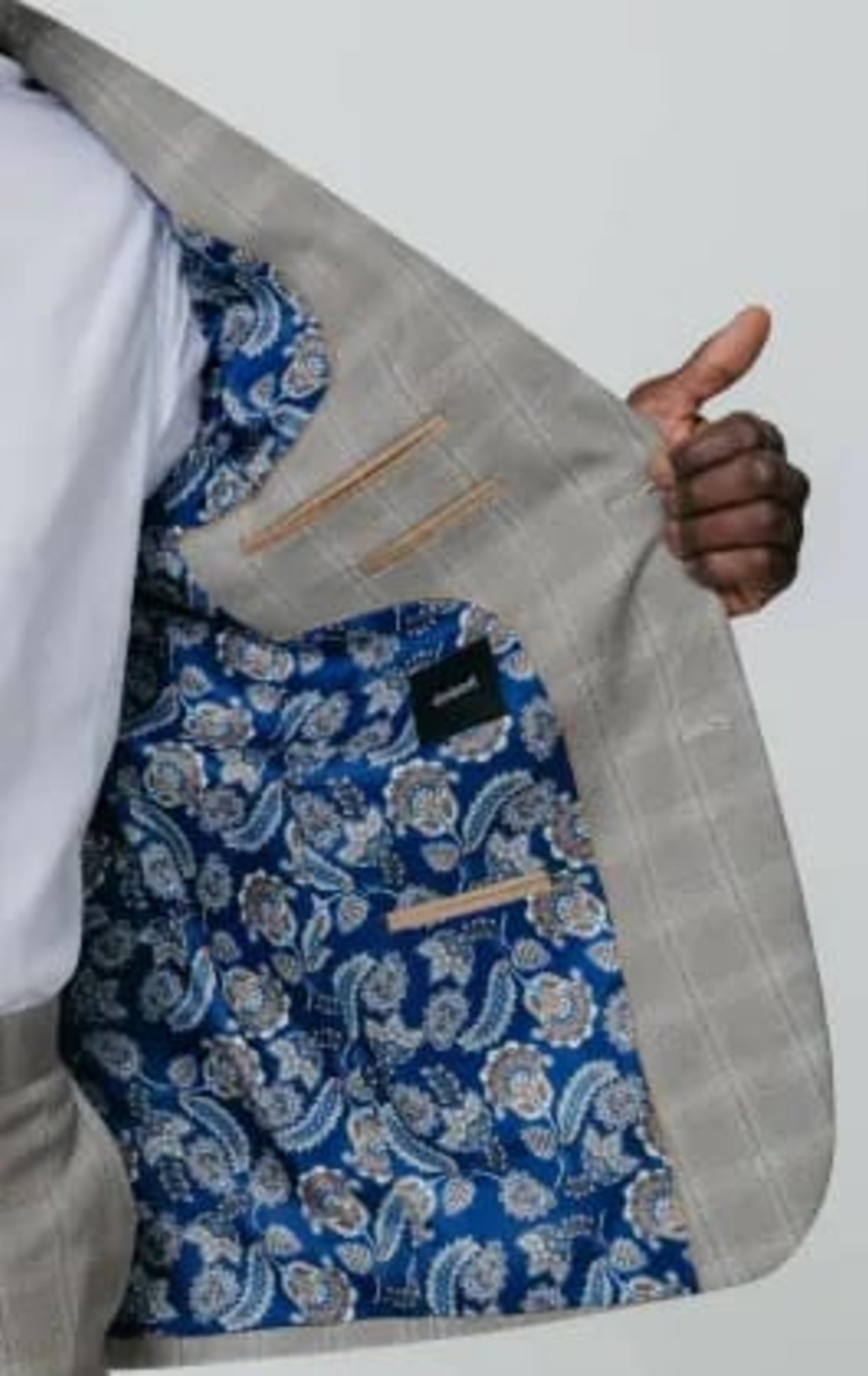 Taupe Check Suit with Peak Lapel thumbnail 6