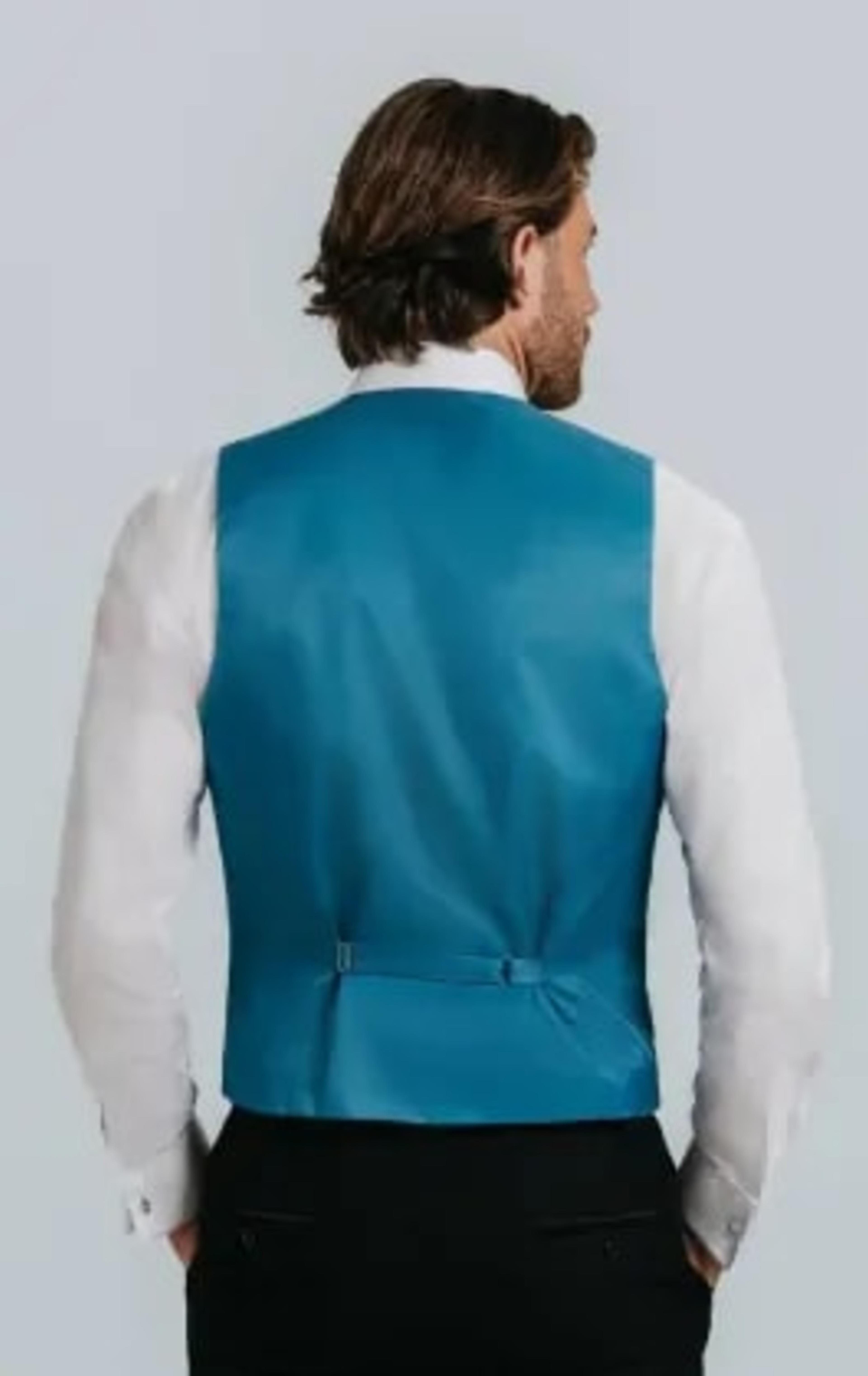 Turquoise Dupion Waistcoat thumbnail 4