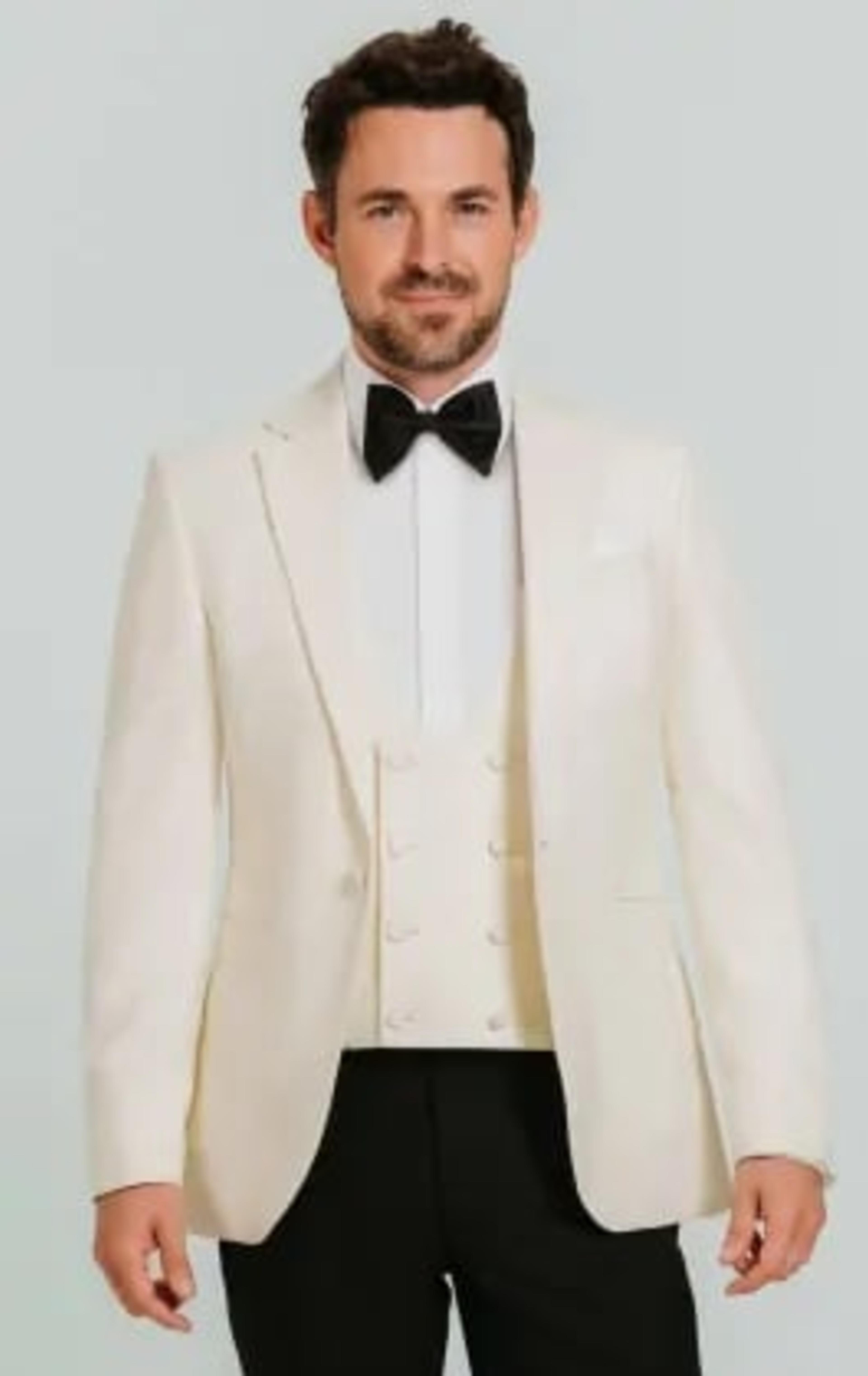 White Notch Lapel 3 Piece Tuxedo thumbnail 2