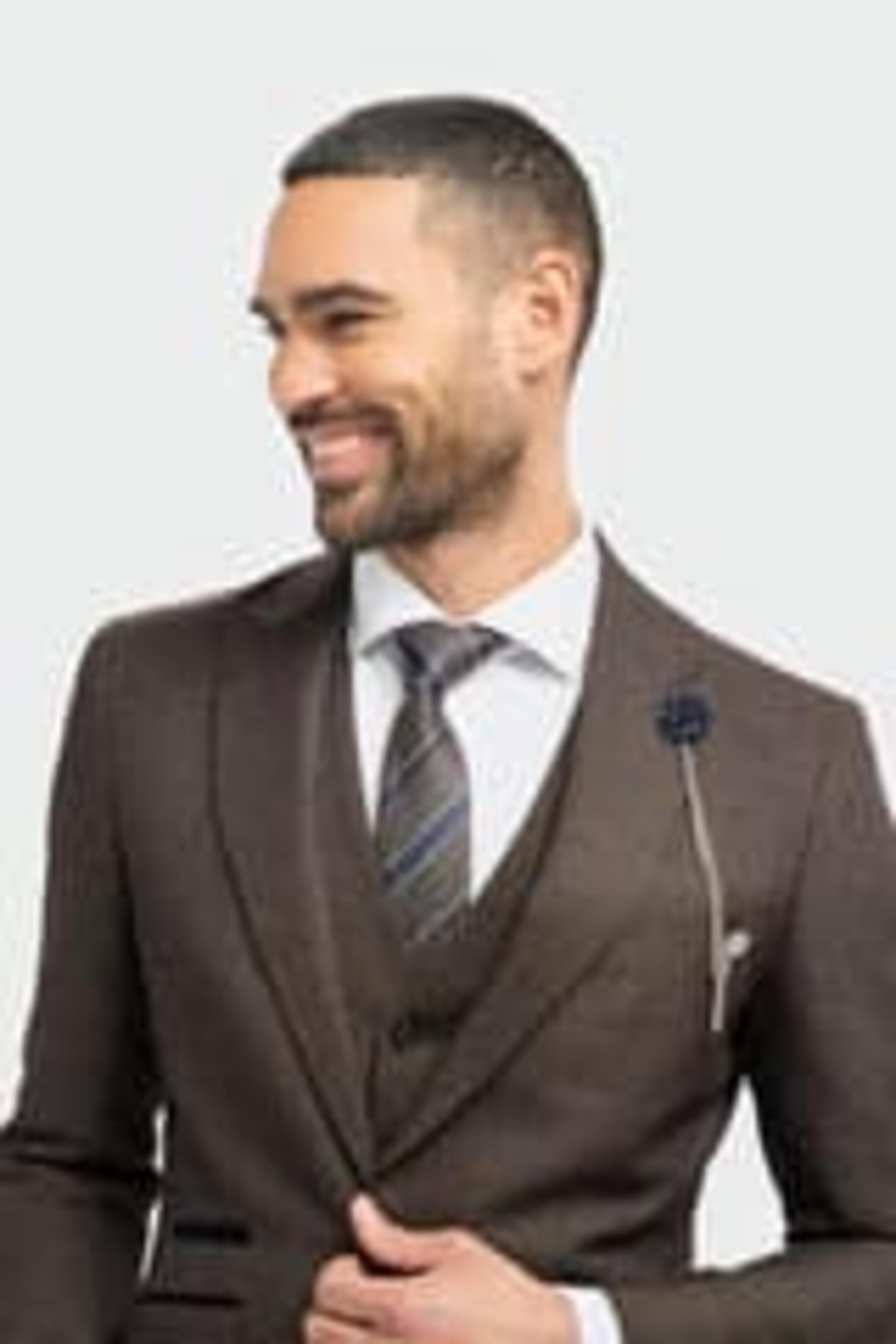 Caridi Brown Regular Check Three Piece Suit thumbnail 5