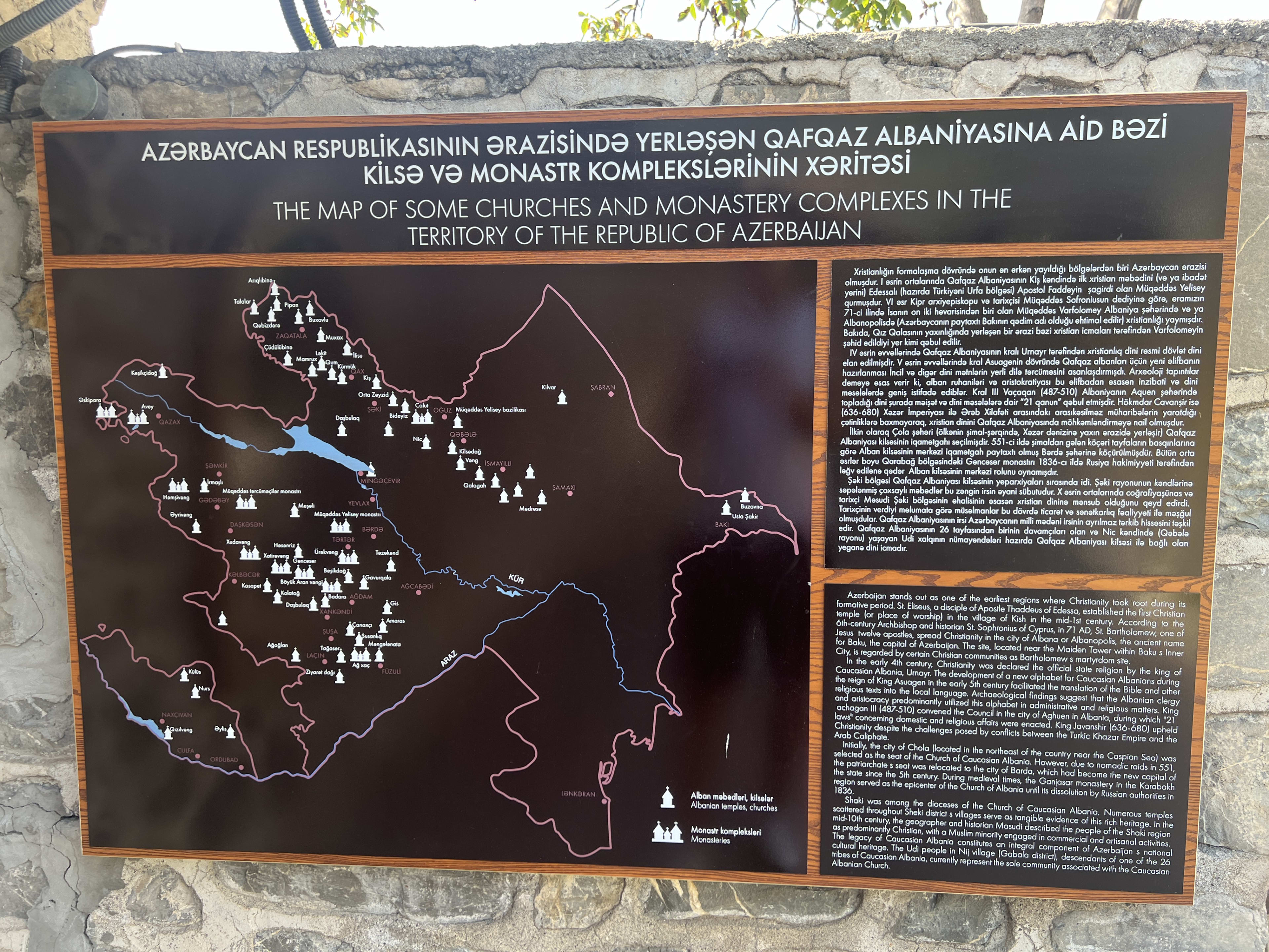 Explore the rich tapestry of churches and monastery complexes across the Republic of Azerbaijan with our multilingual map and text display. Discover fascinating things to do in Kish, Azerbaijan, from exploring ancient sites to uncovering hidden gems, each landmark a testament to the nation's diverse cultural heritage. Perfect for any travel guide, this journey spans destinations from Baku to Kish.