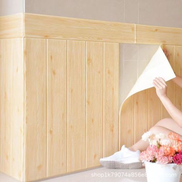 Wood grain 3D wall stickers self-adhesive wallpaper 1 pcs size: দৈর্ঘ্য =27.5/প্রস্থ =27.5 inch decoration bedroom living room TV background wall waterproof anti-collision wall skirt