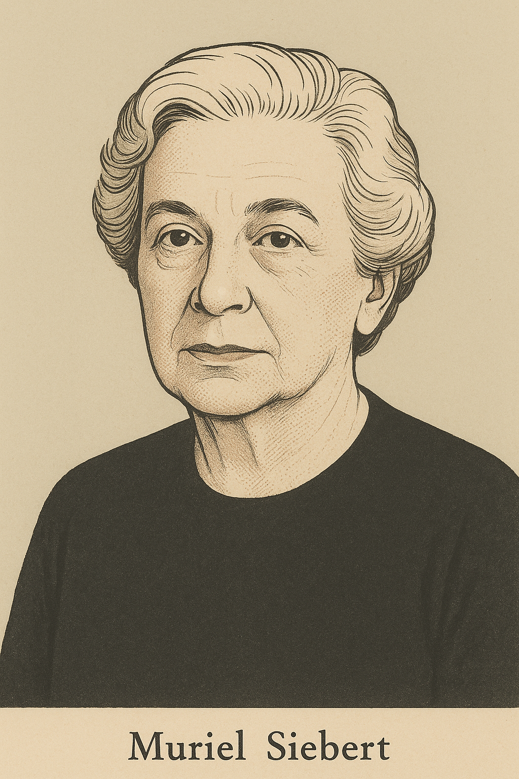 AI-generated portrait of Muriel Siebert