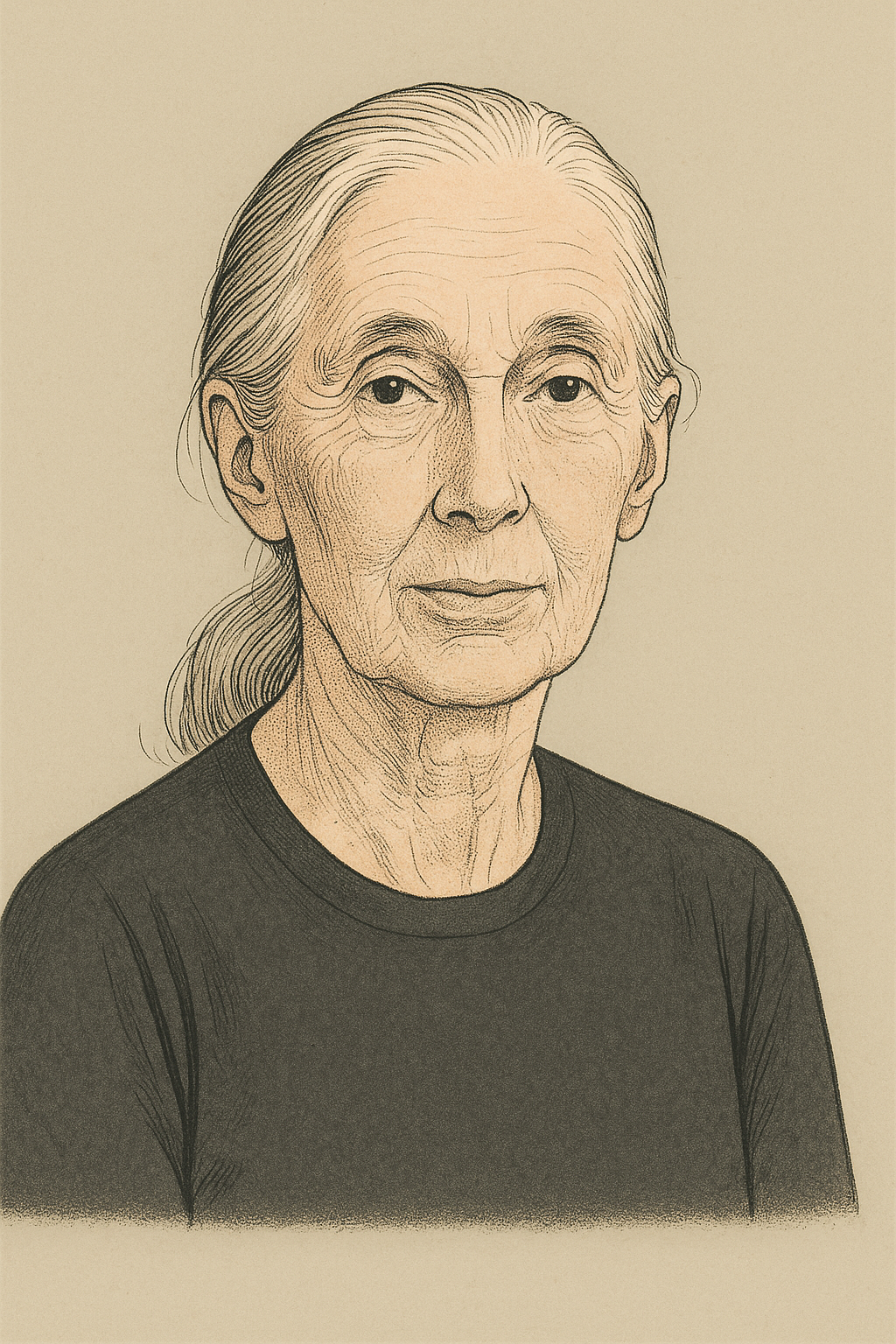 AI-generated portrait of Jane Goodall