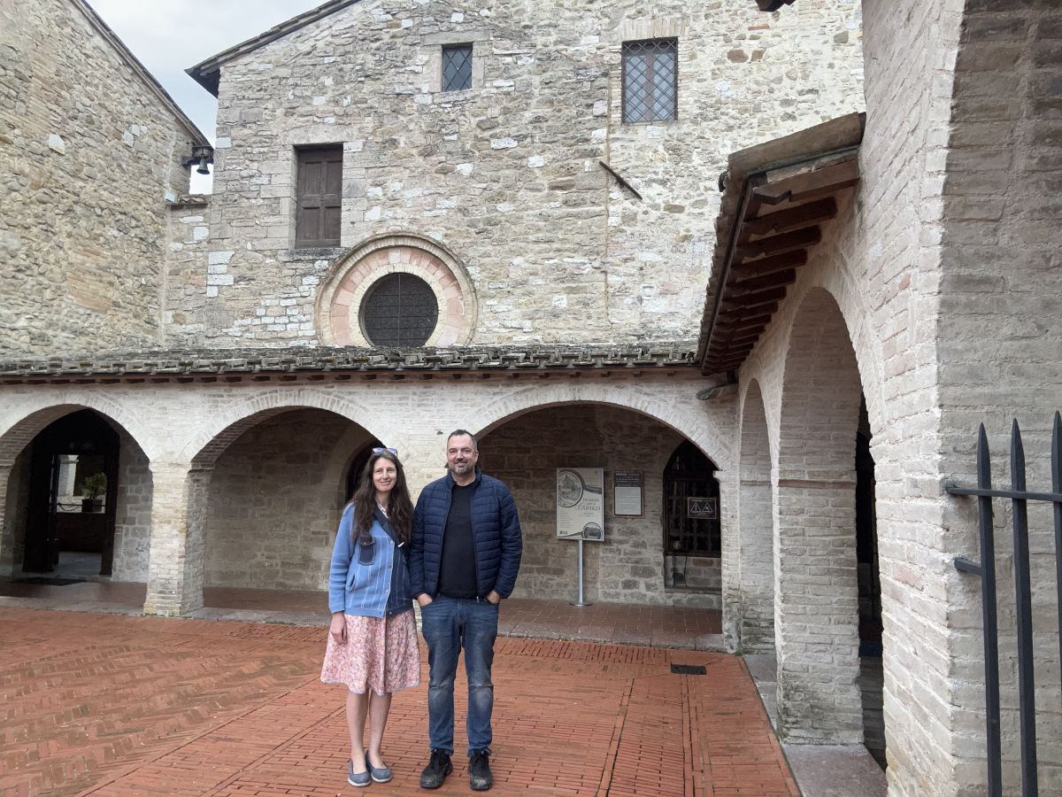 Courtyard in San Damiano, the church that Francis restored and where Claire and her sisters lived. This real-life location was not used in the film.