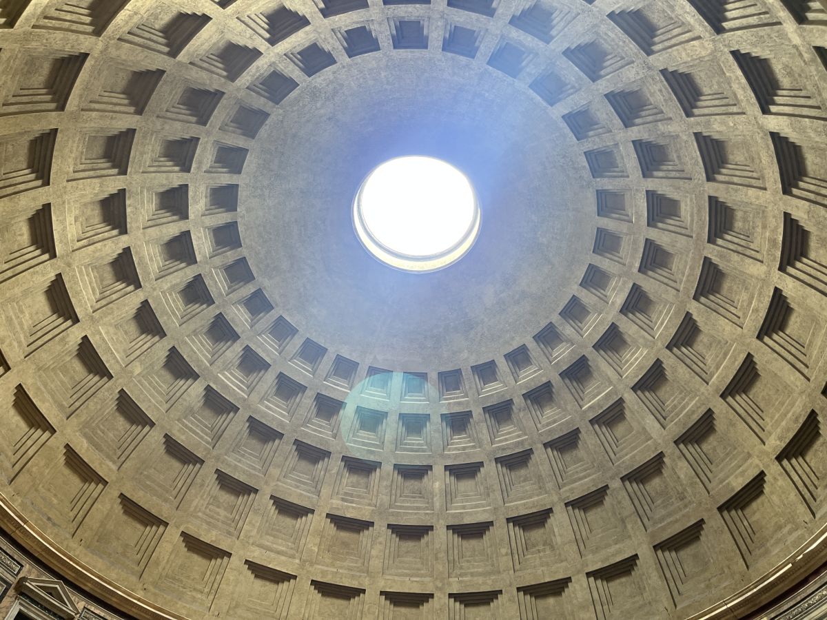 Dome of the Pantheon in Rome, best preserved monument of ancient Rom,   continuously used since it was built in 128 AD.