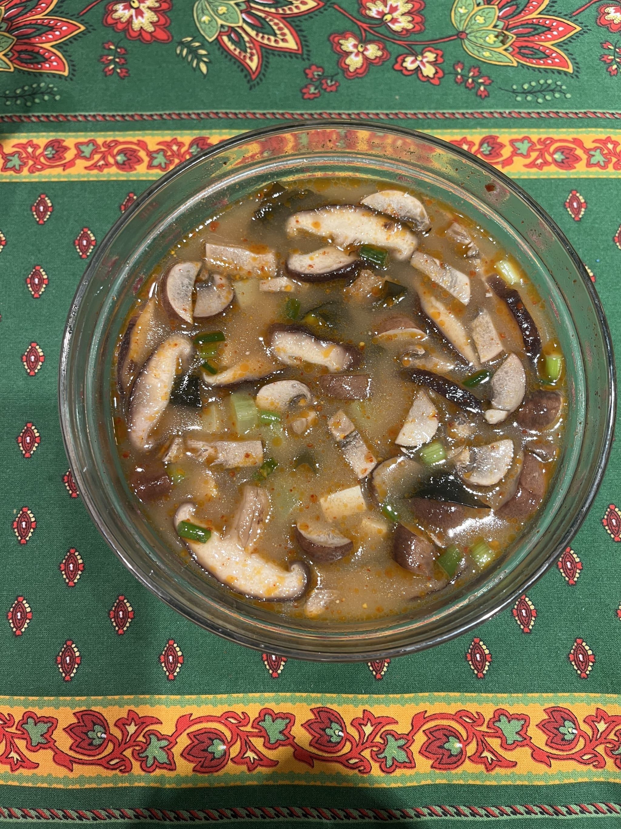 Soup with Miso, Mushrooms, and Wakame