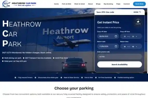 Heathrow Car Park website by Nexgeno