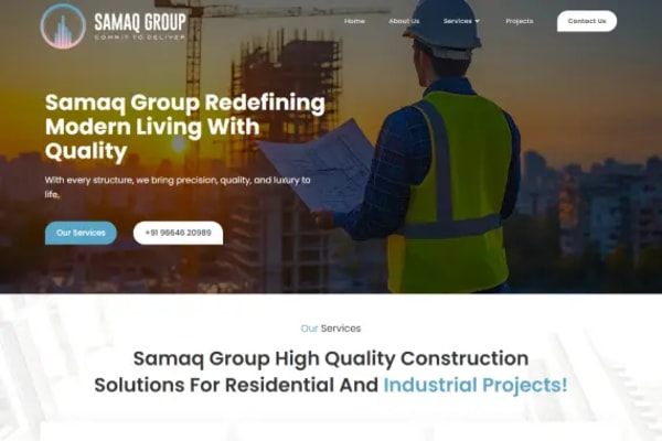 Samaq Groups website designed by Nexgeno