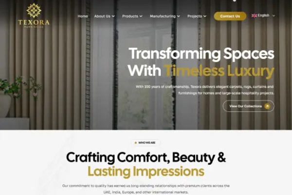 Texora Furnishing website designed by Nexgeno