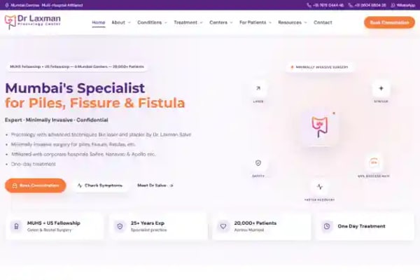 Dr Laxman Proctology Center website designed by Nexgeno