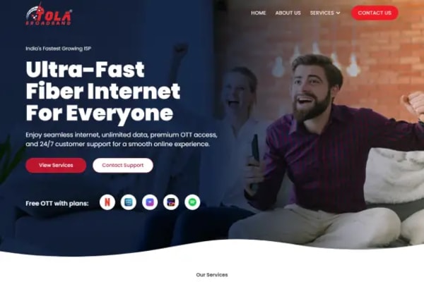 Tola Broadband website designed by Nexgeno