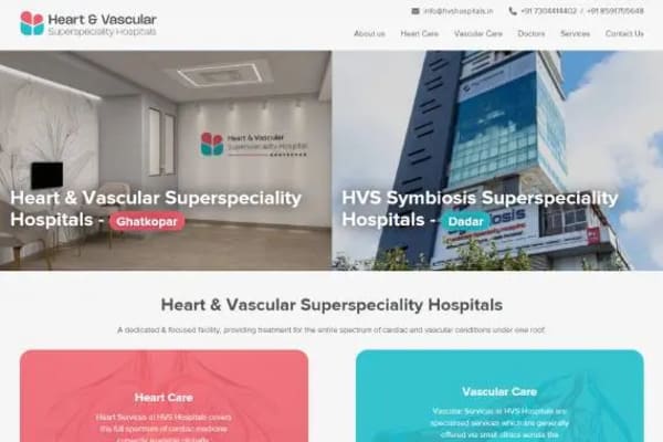 HVS Hospitals website designed by Nexgeno