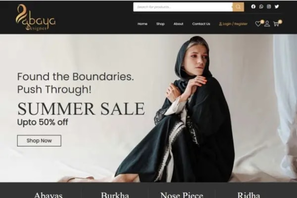 Abaya Designer website designed by Nexgeno