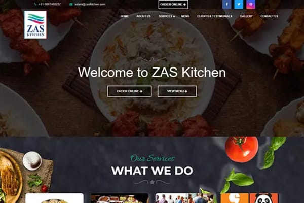ZAS Kitchen website designed by Nexgeno