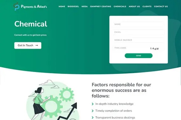 Pigments & Allieds website designed by Nexgeno