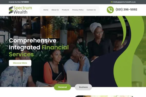Spectrum Wealth (South Africa) website designed by Nexgeno