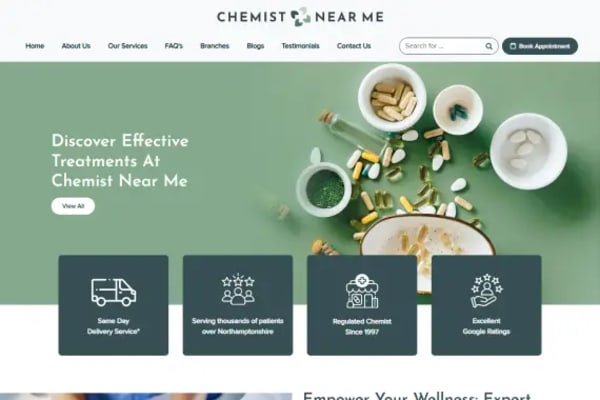 Chemist Nearme (UK) website designed by Nexgeno