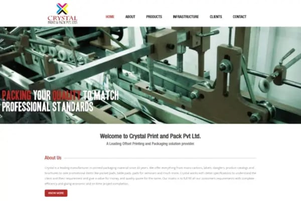 Crystal Print & Pack website designed by Nexgeno