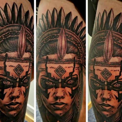 Aztec - Black & Grey Realism tattoo