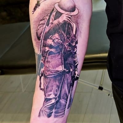 Military Tattoo - Black & Grey Realism tattoo
