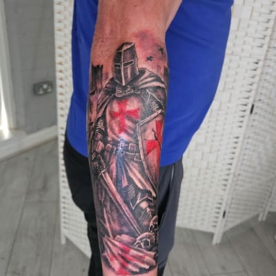 Knight Templar - Black & Grey Realism tattoo