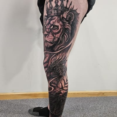Leg Sleeve - Black & Grey Realism tattoo