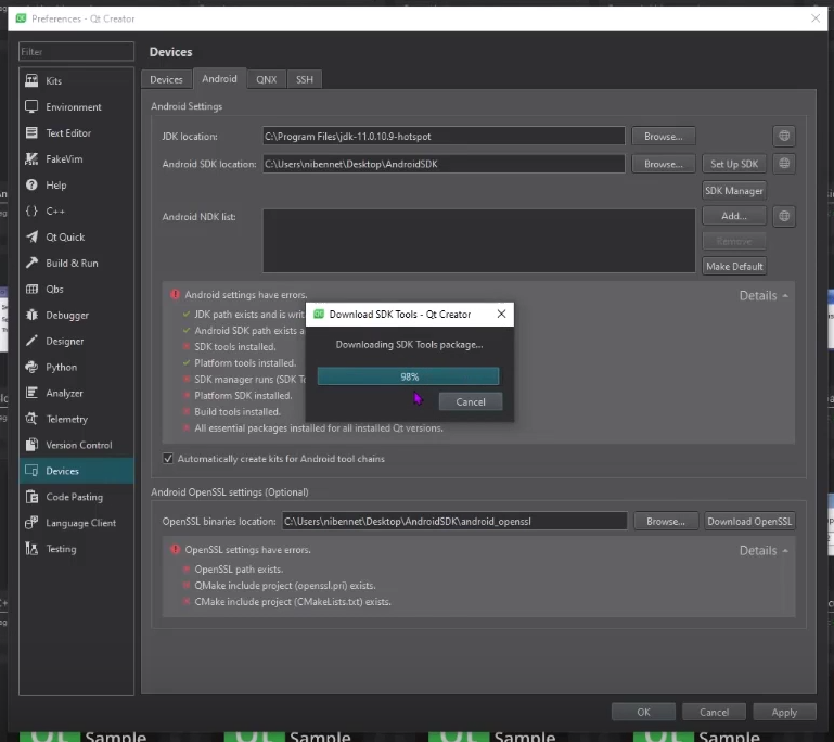 Android SDK Installation Status