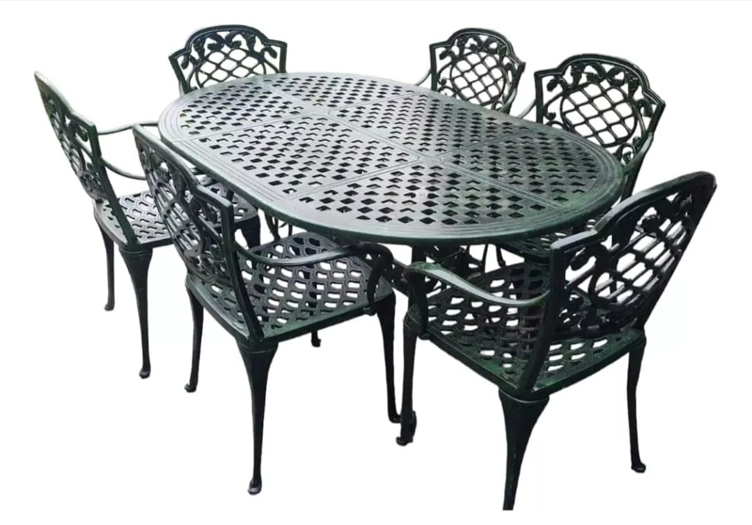 Juego De Jardín Chateu Mesa Oval 1,6 x 1 m + 6 Sillas