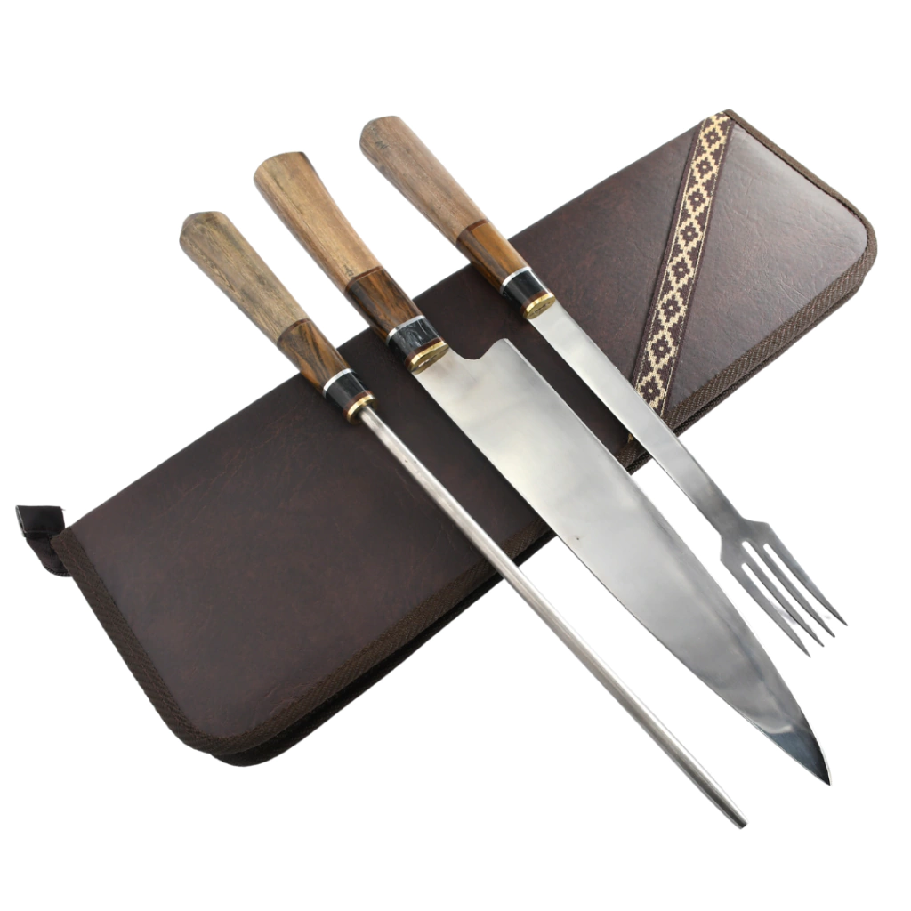 Juego Parrillero Triple Grande con estuche