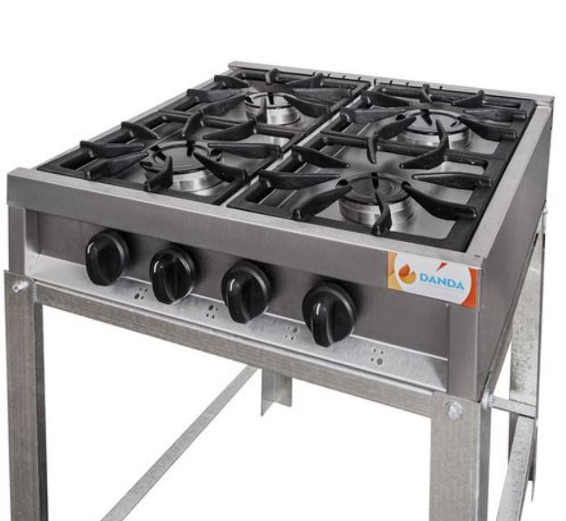 Anafe A Gas 4 Hornallas Horizontal Con Base.