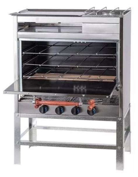 Horno A Gas Pizzero 6 Moldes Múltiple Con Anafe, Plancha y Carlitera.