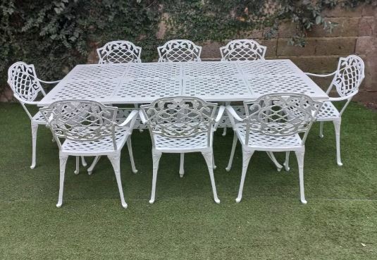 Juego De Jardín Chateu Mesa Rectangular 2,05 x 1 m + 8 Sillas