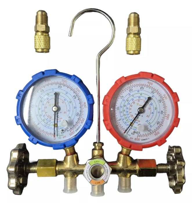 Manifold R-410 R-22 R-134 Cuerpo De Bronce Con Visor