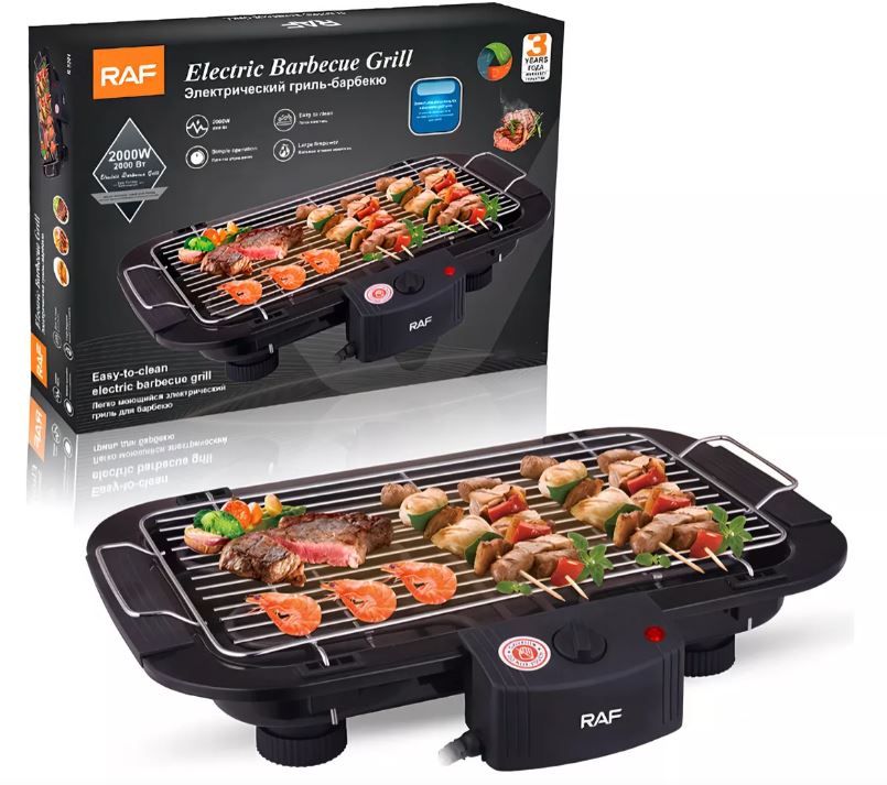 Parrilla Eléctrica Barbacoa Sin Humo, 2000w. Color Negro