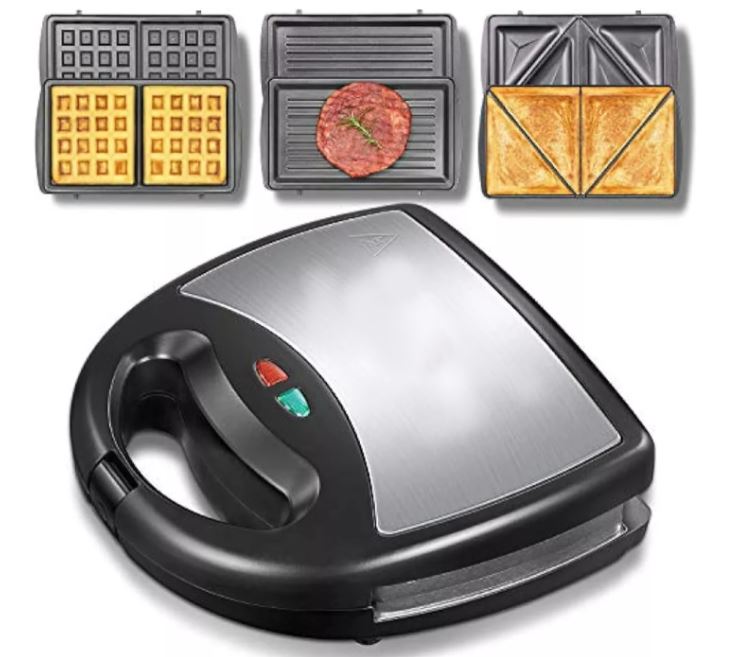 Sandwichera, Waflera, Tostadora Y Parrilla eléctrica 3 en 1
