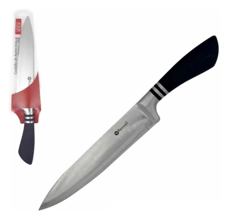 Cuchillo 8" Roswell Acero Inoxidable 34 cm. Mango De Goma
