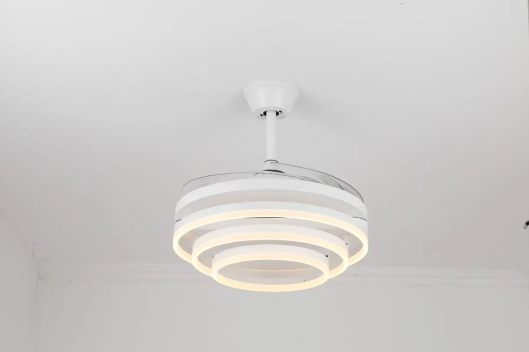 Ventilador Retráctil Luz Led Minimalista Color Blanco o Negro.