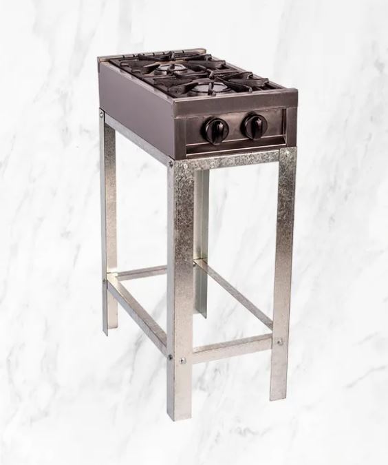 Anafe A Gas 2 Hornallas Vertical Acero Inox. Con Base